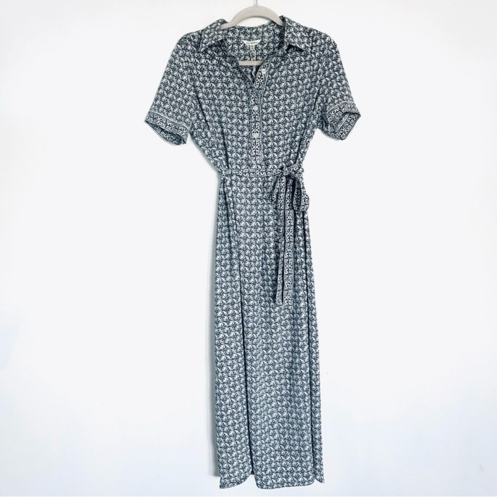 NEW! MAX STUDIO short sleeve button down tunic dress midi length collar medium